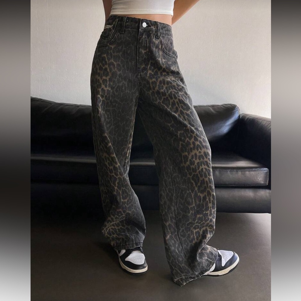 Leopard Print Flare Jeans